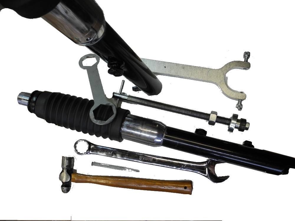 Photo Tools required to overhaul Triumph 650 front forks.