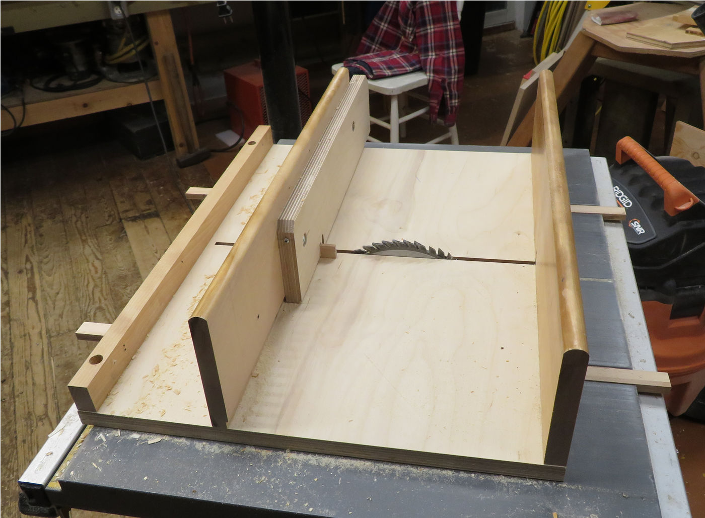 Finished Jig on Table Saw Sled, Side View