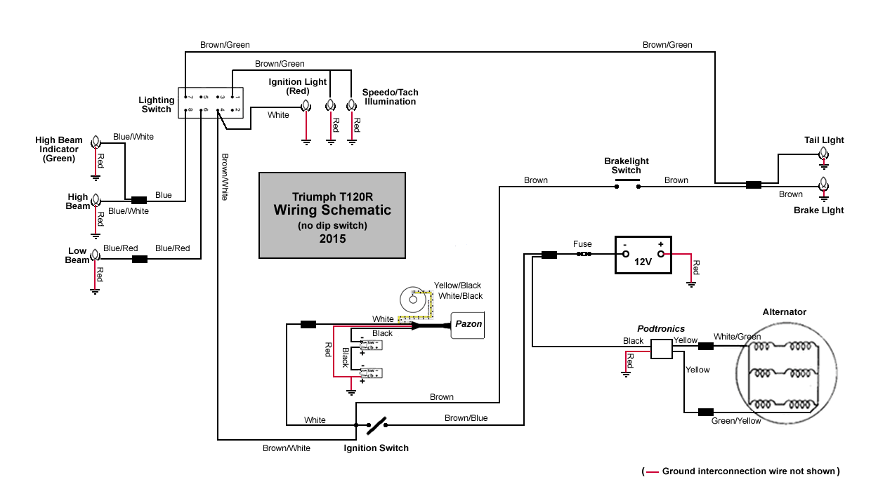 Triumph 650 with Pazon electronic ignition wiring diagram (with no dip switch)