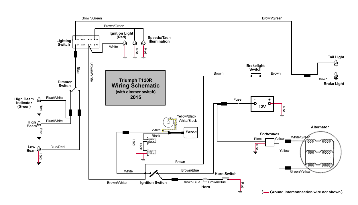 Triumph 650 with Pazon electronic ignition wiring diagram (with dip switch)