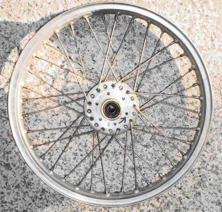 A motorcycle wheel