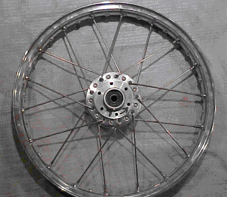 Motorcycle hub and wheel, spokes on one side